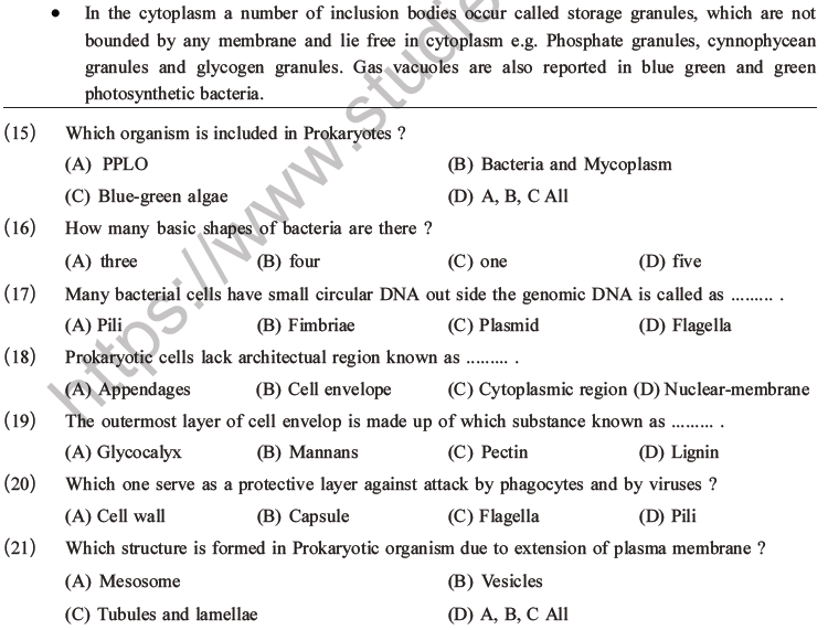 NEET Biology Cell Structure And Function MCQs Set B, Multiple Choice ...